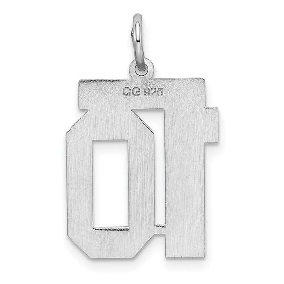 Sterling Silver, Athletic Collection Medium Polished Number 10 Pendant - Picture 3 of 5